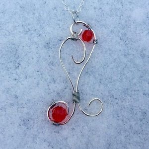 Hand Bent Crystal Filigree Wire Necklace